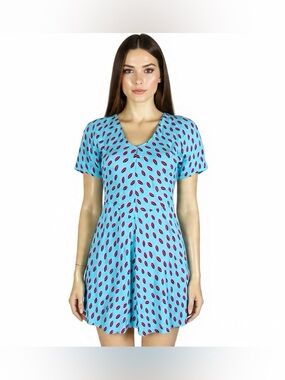 Zara Blue Mini Dress with Pink Lip Print